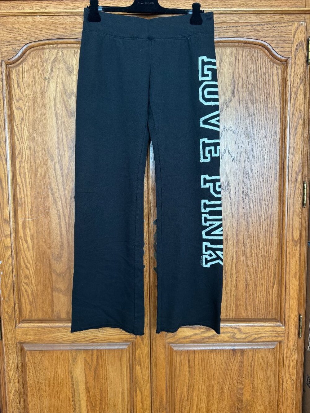 PINK Victoria's Secret Black Track Pants with Mint Logo